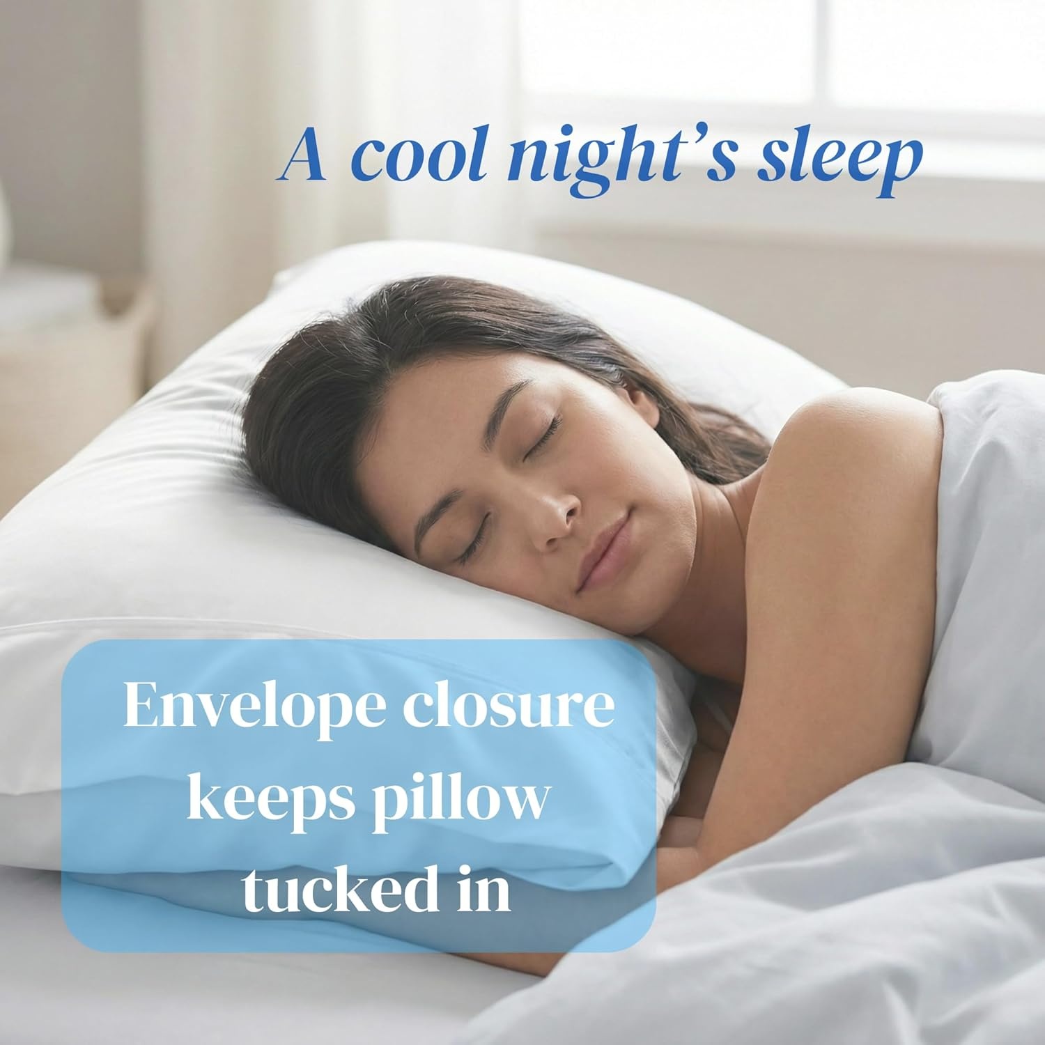 image:imageBeckham Hotel Collection Bed Pillows with Cooling Pillowcases for Hot Sleepers Queen Size Sets of 2 Soft Down Alternative Pillow for Sleeping Envelope Cases Aqua Gray