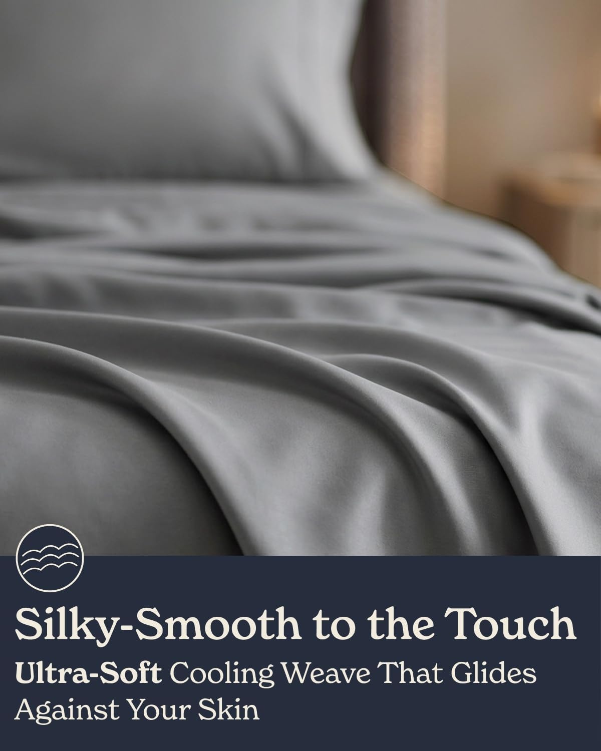 image:imageBeckham Hotel Collection Cal King 4 Piece Cooling Sheet Set for Hot Sleepers Silky Soft Breathable amp Cooling Summer Bed Sheets Fits Mattress Up to 16 Deep Pockets Wrinkle amp Fade Free Dark Gray