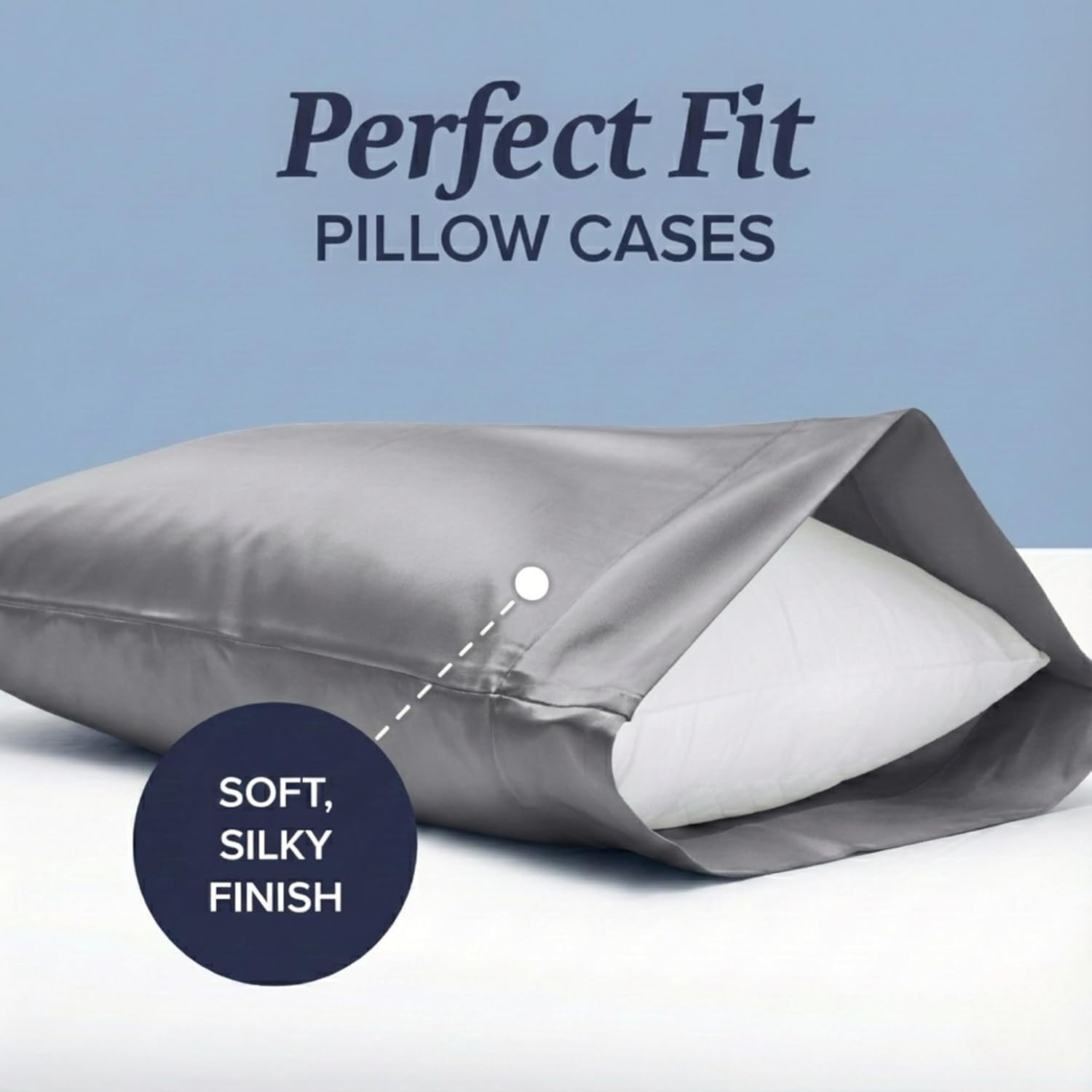 image:imageBeckham Hotel Collection Down Alternative Pillows amp Cotton Sheets 4 Piece Set 16 Deep Pocket 2 Open End Pillowcases King Dark Gray