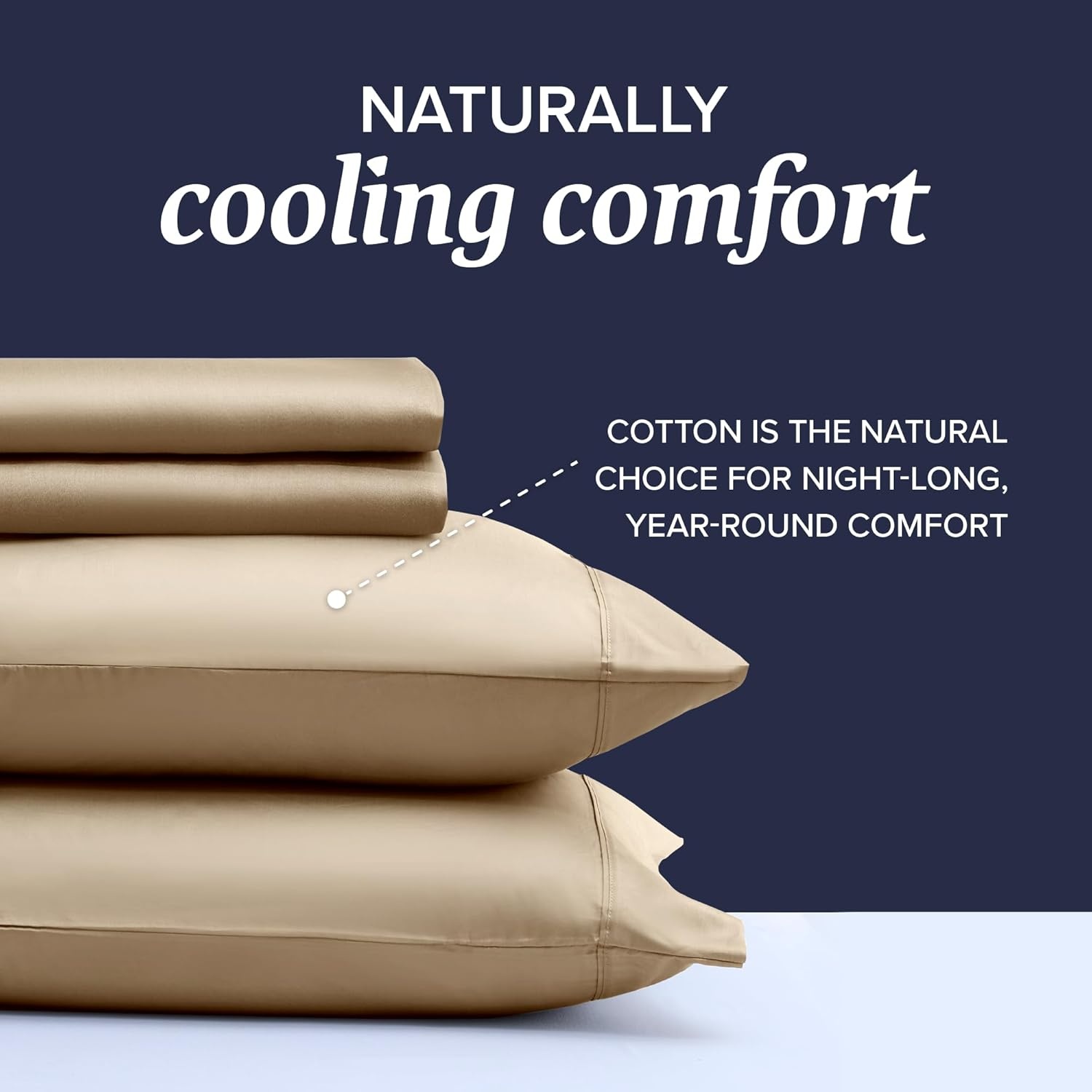 image:imageBeckham Hotel Collection Down Alternative Pillows amp Cotton Sheets 4 Piece Set 16 Deep Pocket 2 Open End Pillowcases King Sand