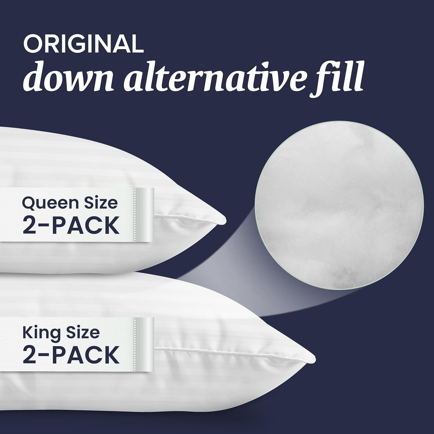 image:imageBeckham Hotel Collection King Pillows with Cotton Pillowcases Sets of 2 Soft Down Alternative Pillows for Sleeping Open End Cases for Easy Changing White
