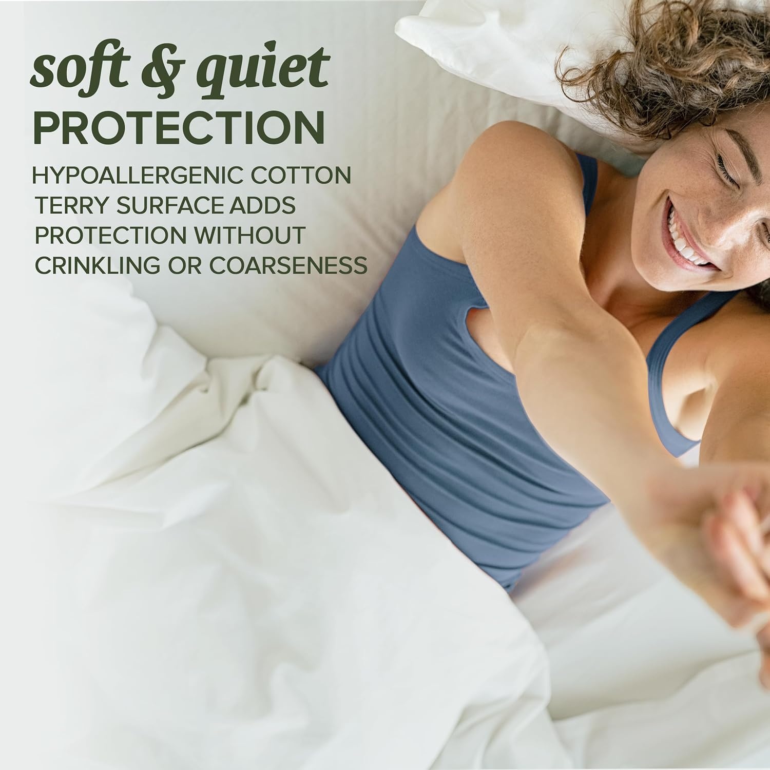 image:imageBeckham Hotel Collection Mattress Protector HotelGrade Cotton Blend Silent Waterproof Protection LowProfile Design that Preserves Mattress Feel QueenCalifornia King