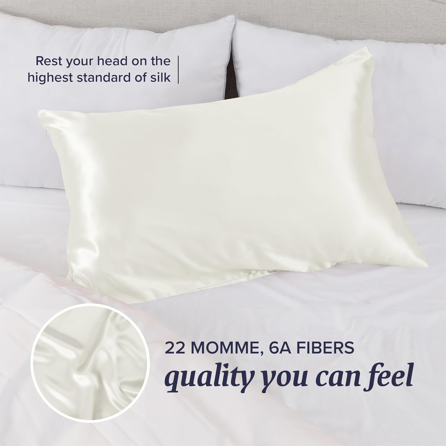 image:imageBeckham Hotel Collection Pillows with 2 Silk Pillowcases for Hair amp Skin 22 Momme 6A Grade Mulberry Silk King Ivory