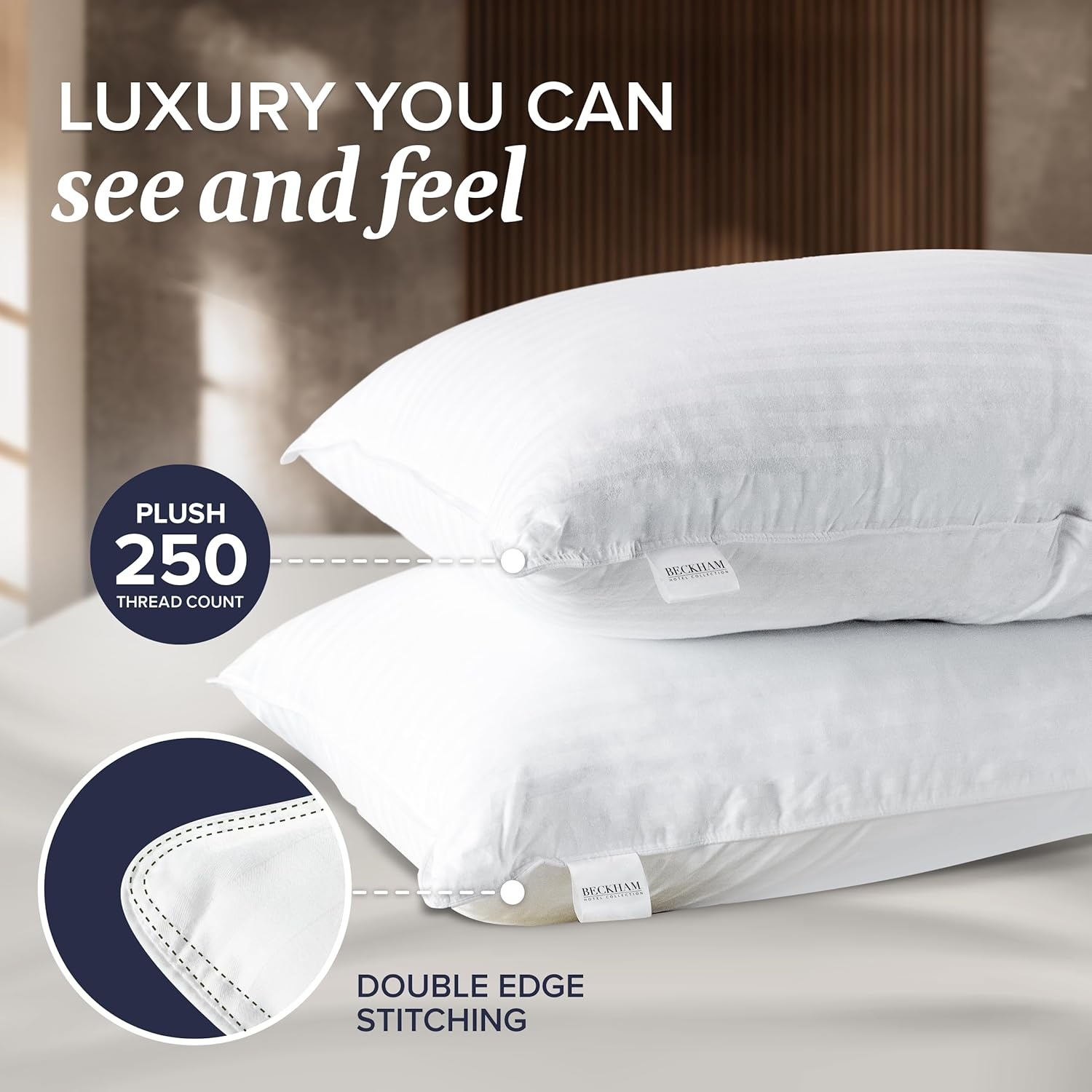 image:imageBeckham Hotel Collection Queen Size Bed Pillows amp Euro Size Throw Pillows Sets of 2