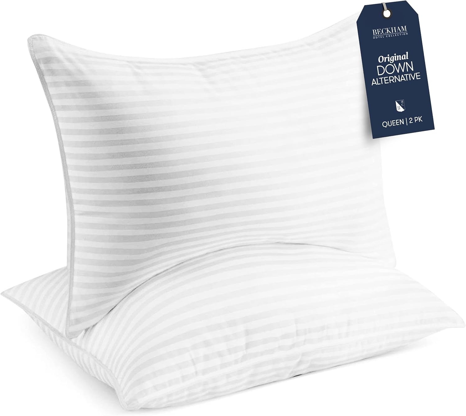 image:imageBeckham Hotel Collection Queen Size Down Alternative Pillows Set of 2 and Queen Size Hybrid Mattress Protector amp Pad