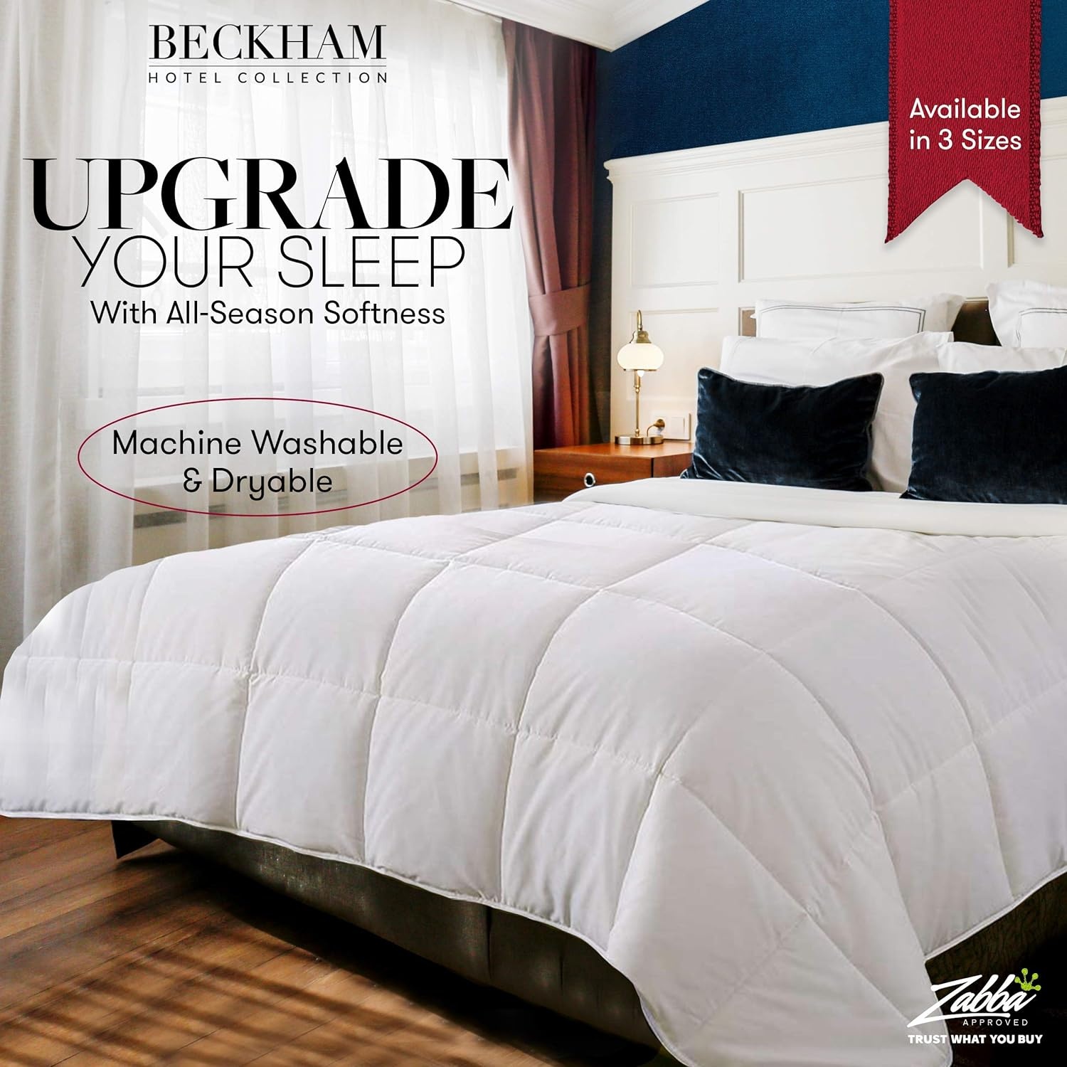 image:imageBeckham Hotel Collection Sleep Essentials Bundle FullQueen Comforter amp 2 Queen Pillow Protectors Luxury Bedding Set for AllSeason Comfort amp Protection