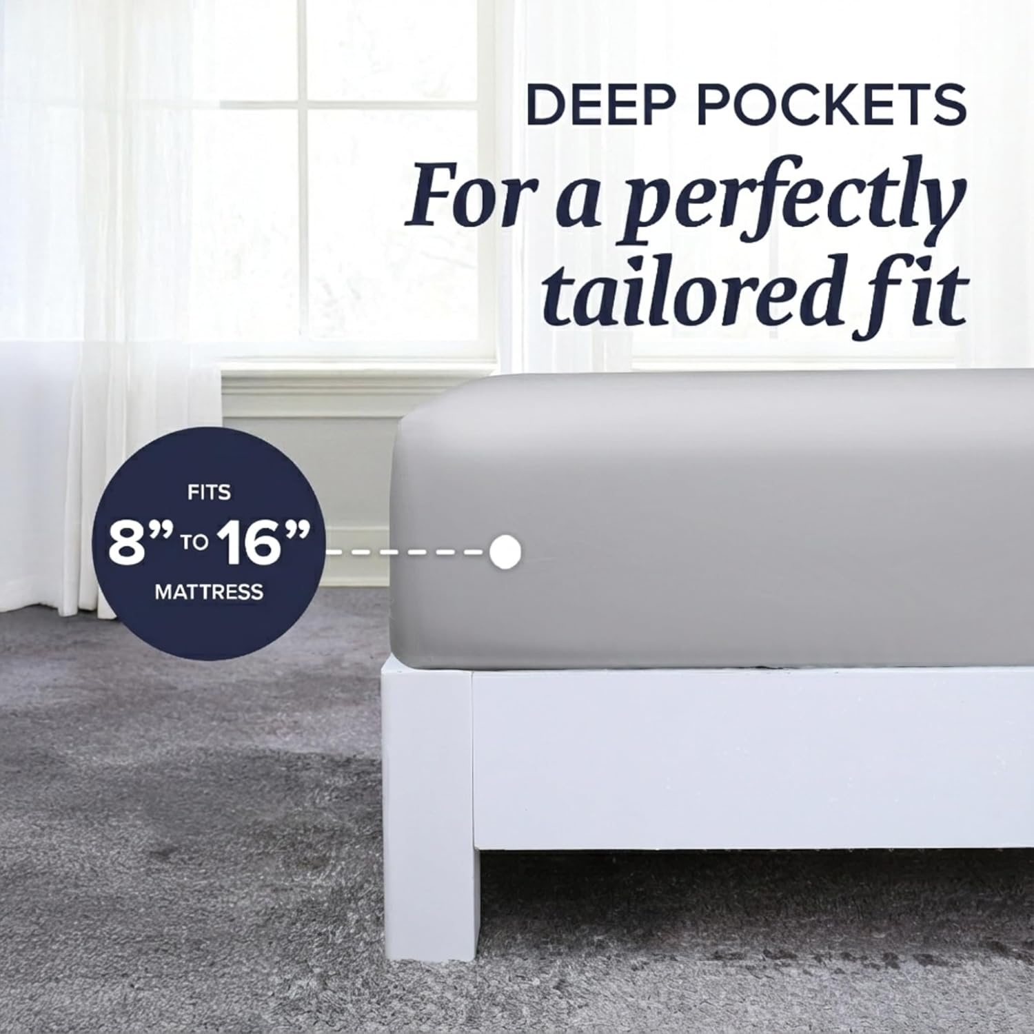 image:imageBeckham Hotel Collection Twin Size Mattress Pad amp Gray Cotton Sheet Set Deep Pocket All Season Use