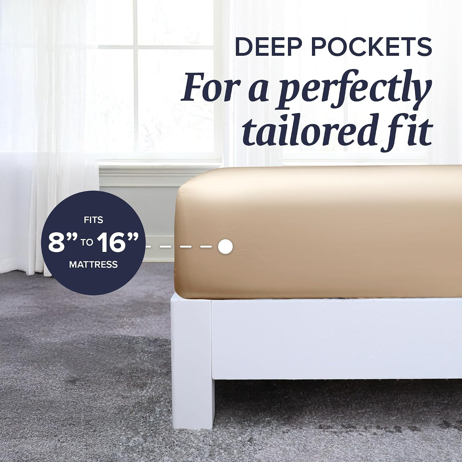 image:imageBeckham Hotel Collection Twin XL Size Mattress Pad amp Sand Cotton Sheet Set Deep Pocket All Season Use
