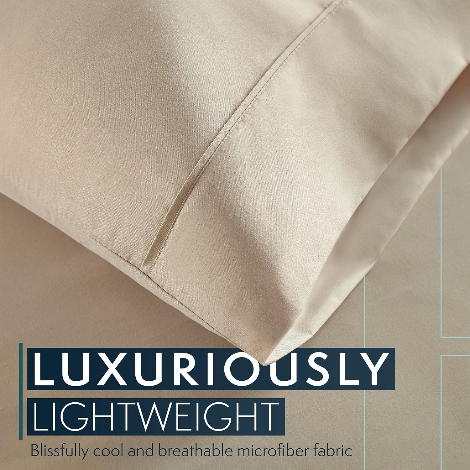 image:imageHC COLLECTION Bed Sheets Set Queen with 2 Pillowcases Hotel Luxury Platinum 1800 Series Brushed Microfiber Deep Pocket Fitted Sheet Fade Resistant Ultra Soft 4 Pcs Bedding for Hot Sleepers Ice Blue05 Taupe