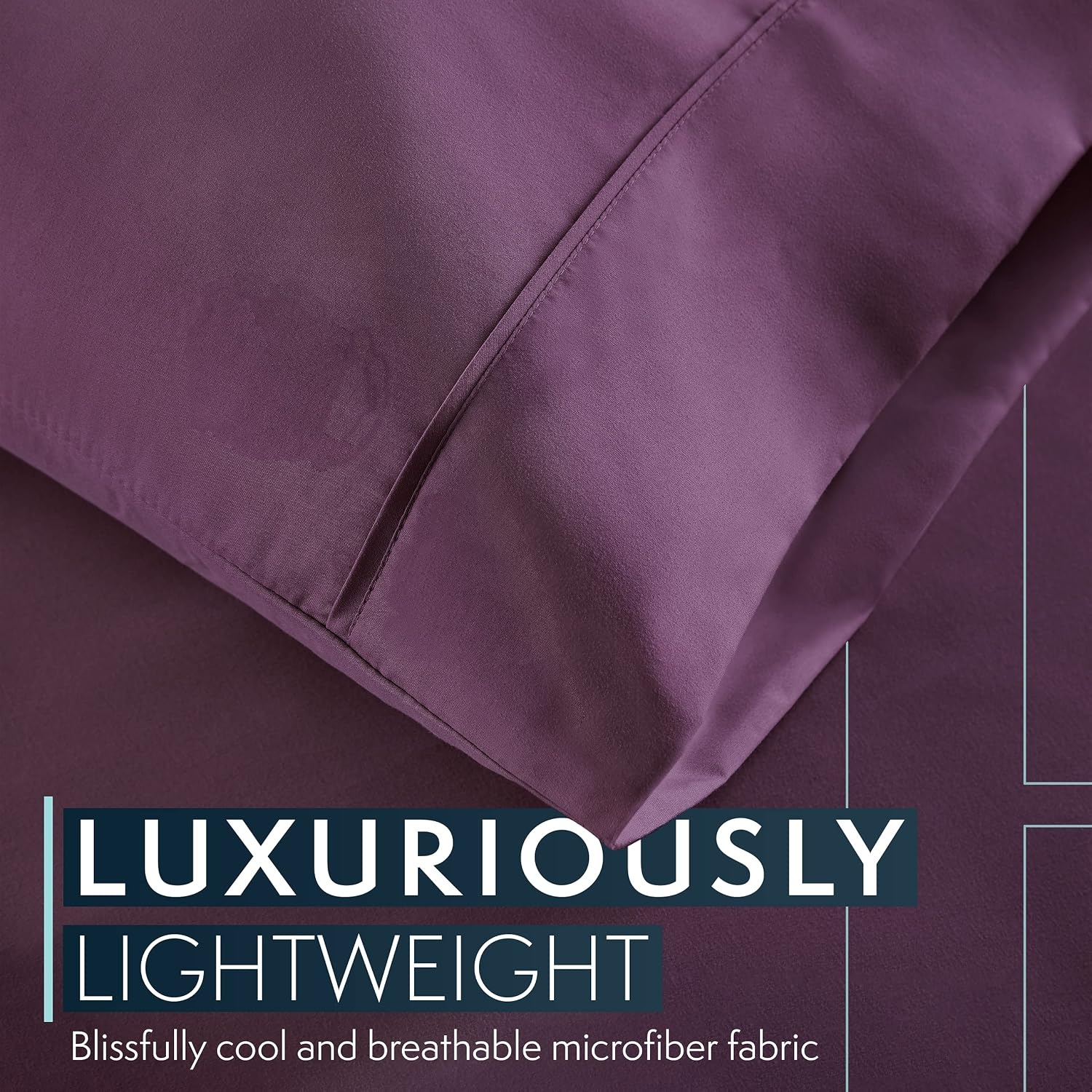 image:imageHC COLLECTION Bed Sheets Set Queen with 2 Pillowcases Hotel Luxury Platinum 1800 Series Brushed Microfiber Deep Pocket Fitted Sheet Fade Resistant Ultra Soft 4 Pcs Bedding for Hot Sleepers Ice Blue09 Purple