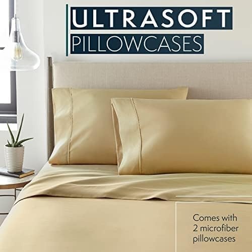 image:imageHC Collection Pillow Cases Standard SizeQueen Size Set of 2 Microfiber Extra Soft Pillowcases Easy Care amp Machine Washable WhiteCamel