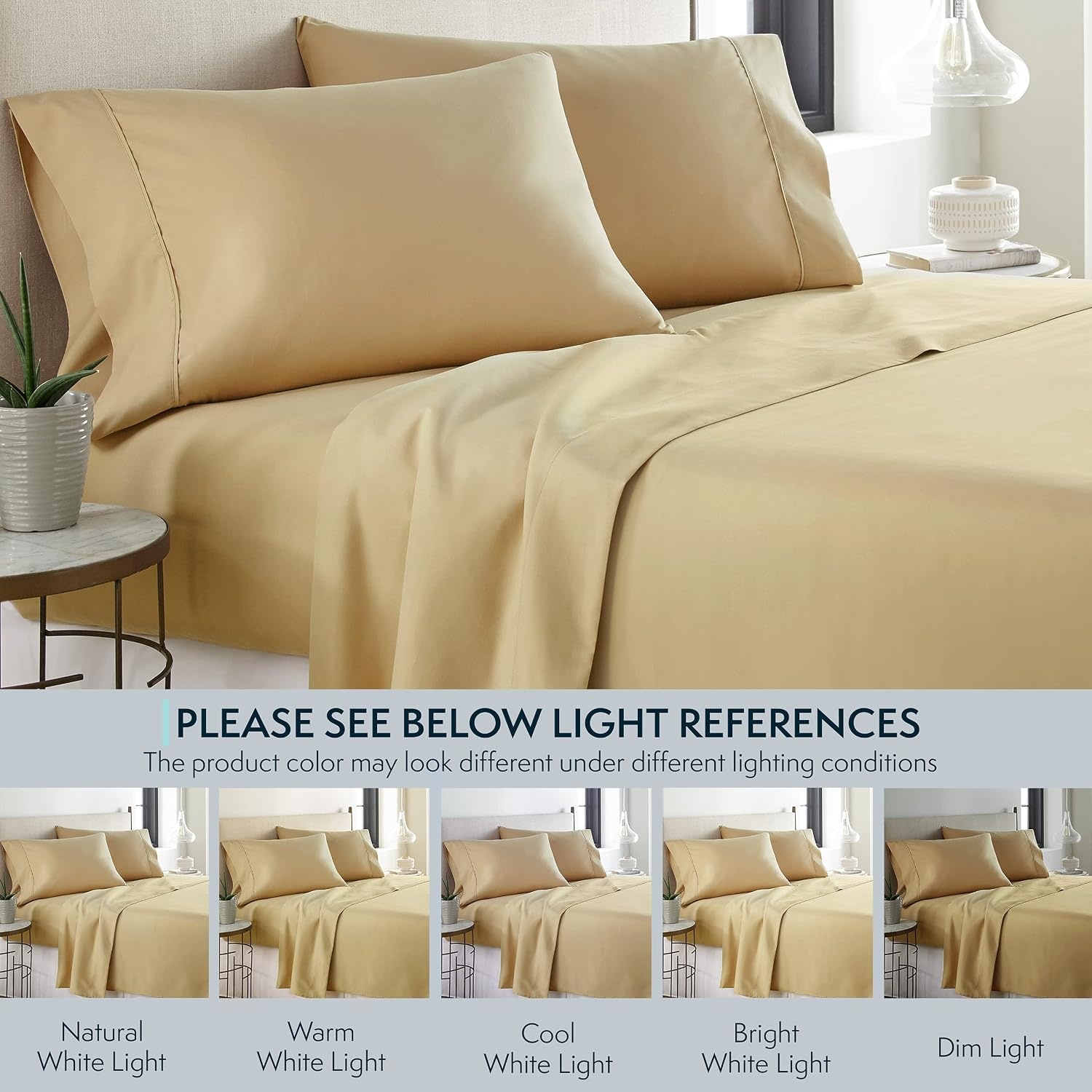 image:imageHC Collection Pillow Cases Standard SizeQueen Size Set of 2 Microfiber Extra Soft Pillowcases Easy Care amp Machine Washable WhiteCamel