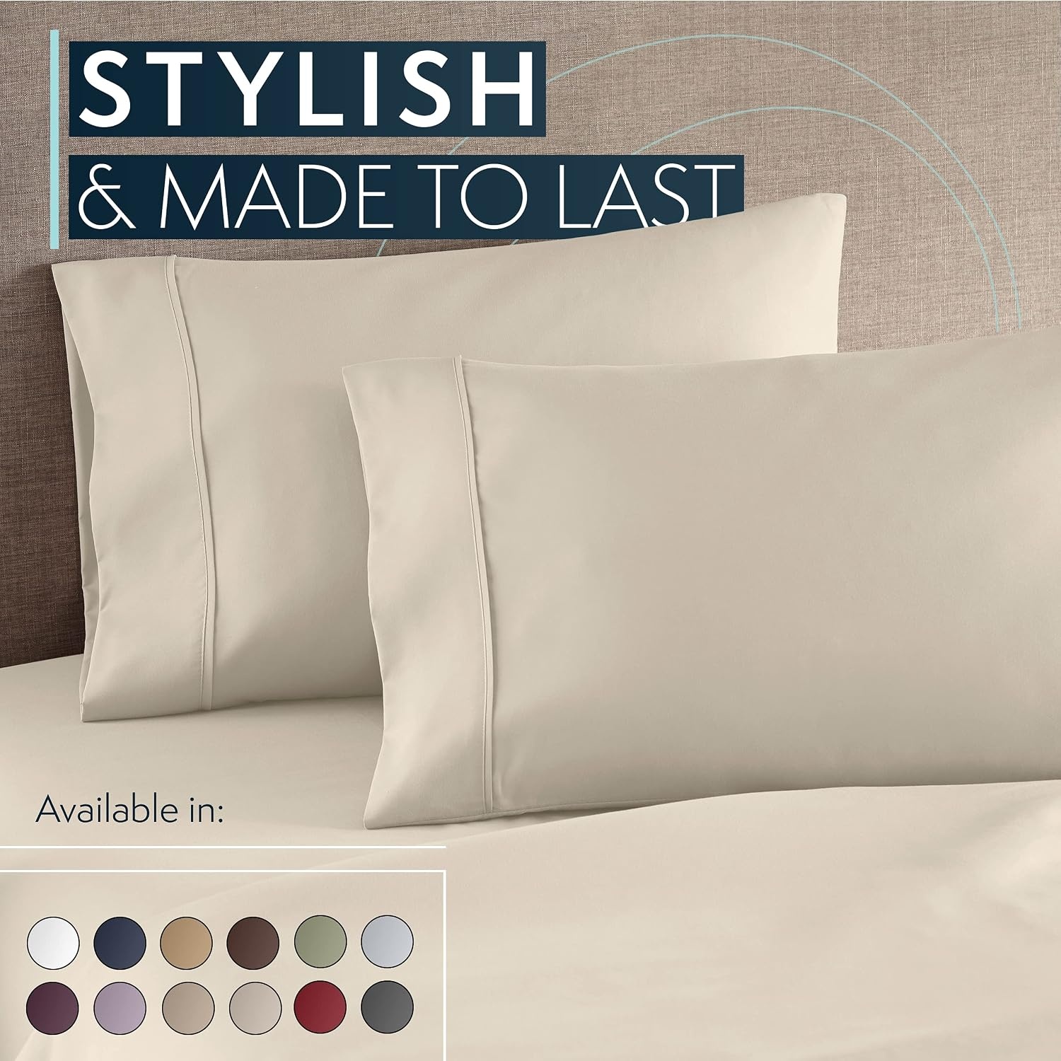 image:imageHC Collection Pillow Cases Standard SizeQueen Size Set of 2 Microfiber Extra Soft Pillowcases Easy Care amp Machine Washable WhiteCream