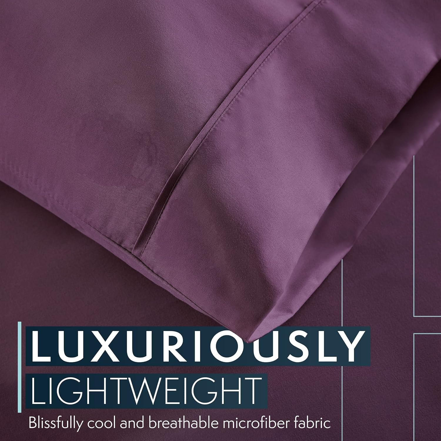 image:imageHC Collection Pillow Cases Standard SizeQueen Size Set of 2 Microfiber Extra Soft Pillowcases Easy Care amp Machine Washable WhiteEggplant
