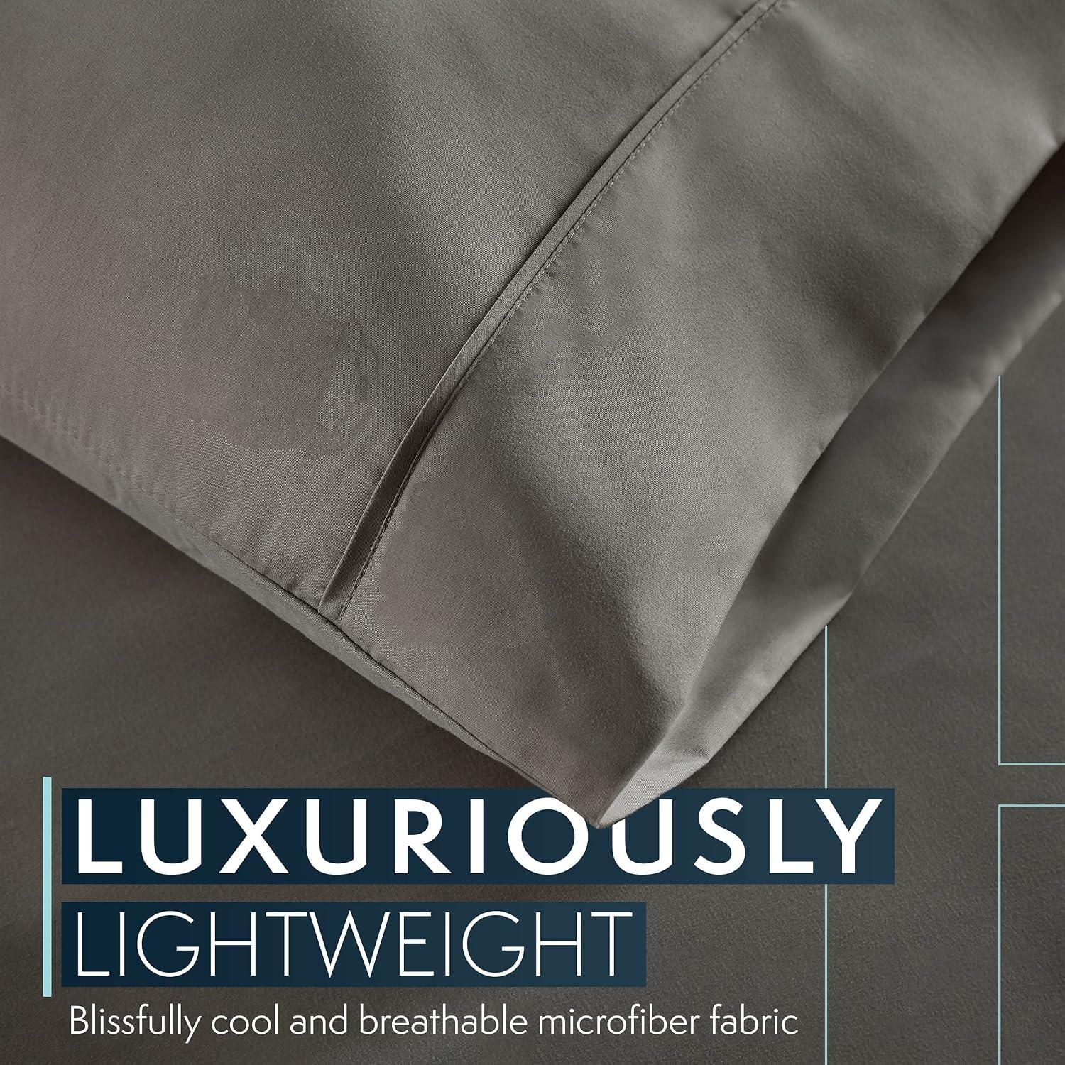 image:imageHC Collection Pillow Cases Standard SizeQueen Size Set of 2 Microfiber Extra Soft Pillowcases Easy Care amp Machine Washable WhiteGray