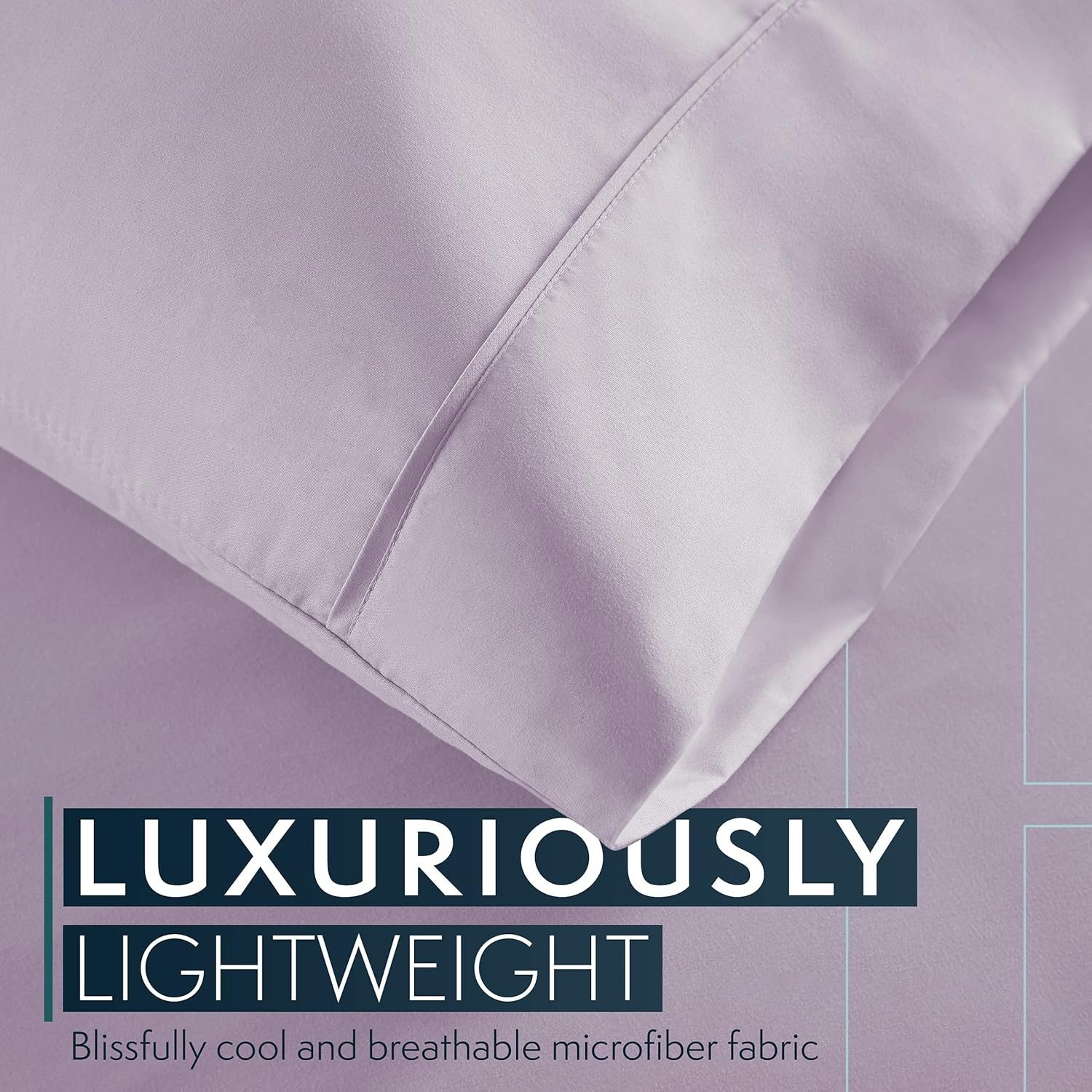 image:imageHC Collection Pillow Cases Standard SizeQueen Size Set of 2 Microfiber Extra Soft Pillowcases Easy Care amp Machine Washable WhiteLavender