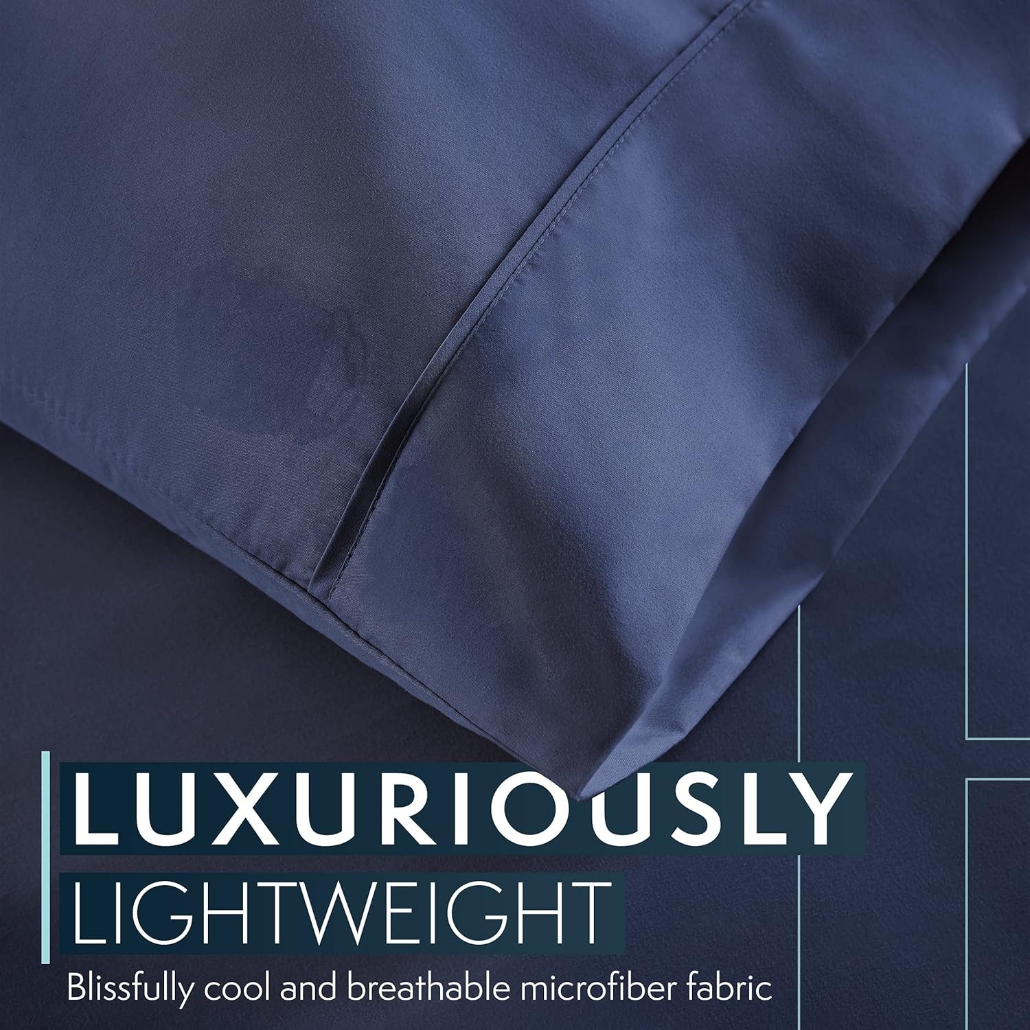 image:imageHC Collection Pillow Cases Standard SizeQueen Size Set of 2 Microfiber Extra Soft Pillowcases Easy Care amp Machine Washable WhiteNavy