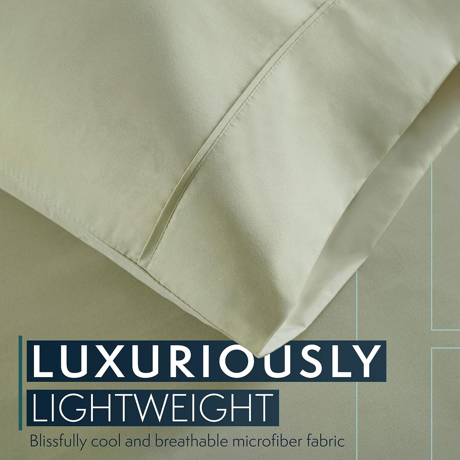 image:imageHC Collection Pillow Cases Standard SizeQueen Size Set of 2 Microfiber Extra Soft Pillowcases Easy Care amp Machine Washable WhiteSage
