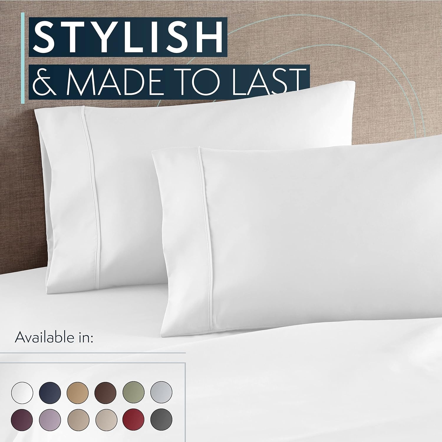 image:imageHC Collection Pillow Cases Standard SizeQueen Size Set of 2 Microfiber Extra Soft Pillowcases Easy Care amp Machine Washable WhiteWhite