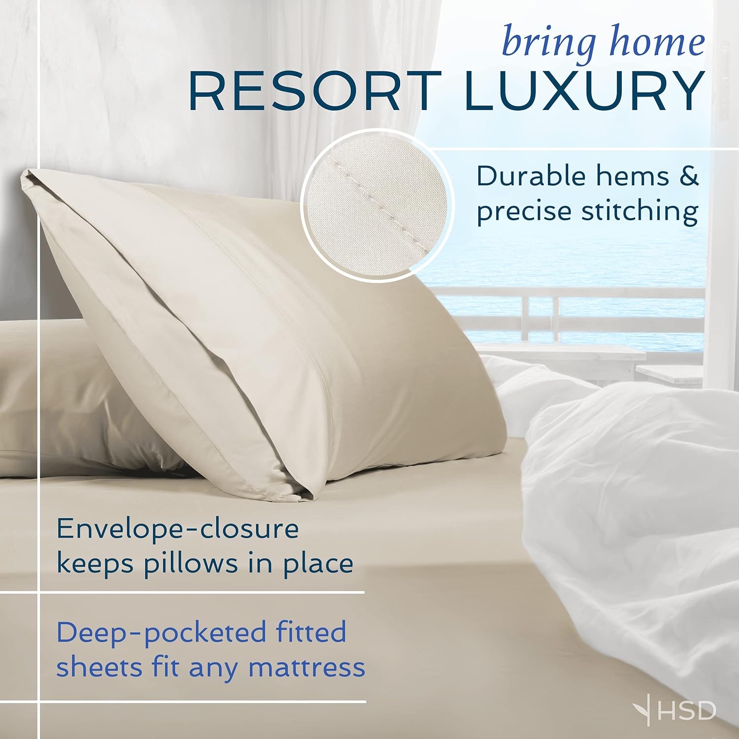 image:imageHotel Sheets Direct 4 Piece Bed Sheet Set Queen Size 100 Viscose Derived from Bamboo Sheets Set with 2 Pillowcases Cooling amp Breathable Luxury Bedding MoistureWicking amp Silky Soft Texture White02 Light Gray