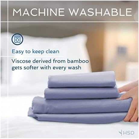 image:imageHotel Sheets Direct 4 Piece Bed Sheet Set Queen Size 100 Viscose Derived from Bamboo Sheets Set with 2 Pillowcases Cooling amp Breathable Luxury Bedding MoistureWicking amp Silky Soft Texture White02 Light Gray