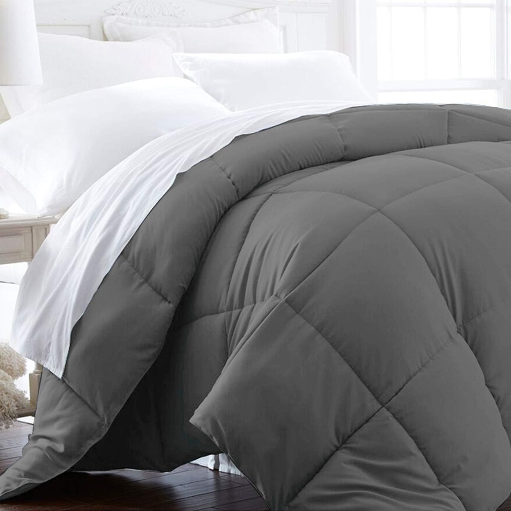 image:imageBeckham Hotel Collection 3Piece Bedding Bundle FullQueen Slate Gray Comforter 2 Down Alternative Pillows 2 Cotton Pillow Protectors All Season UltraSoft amp Breathable Set