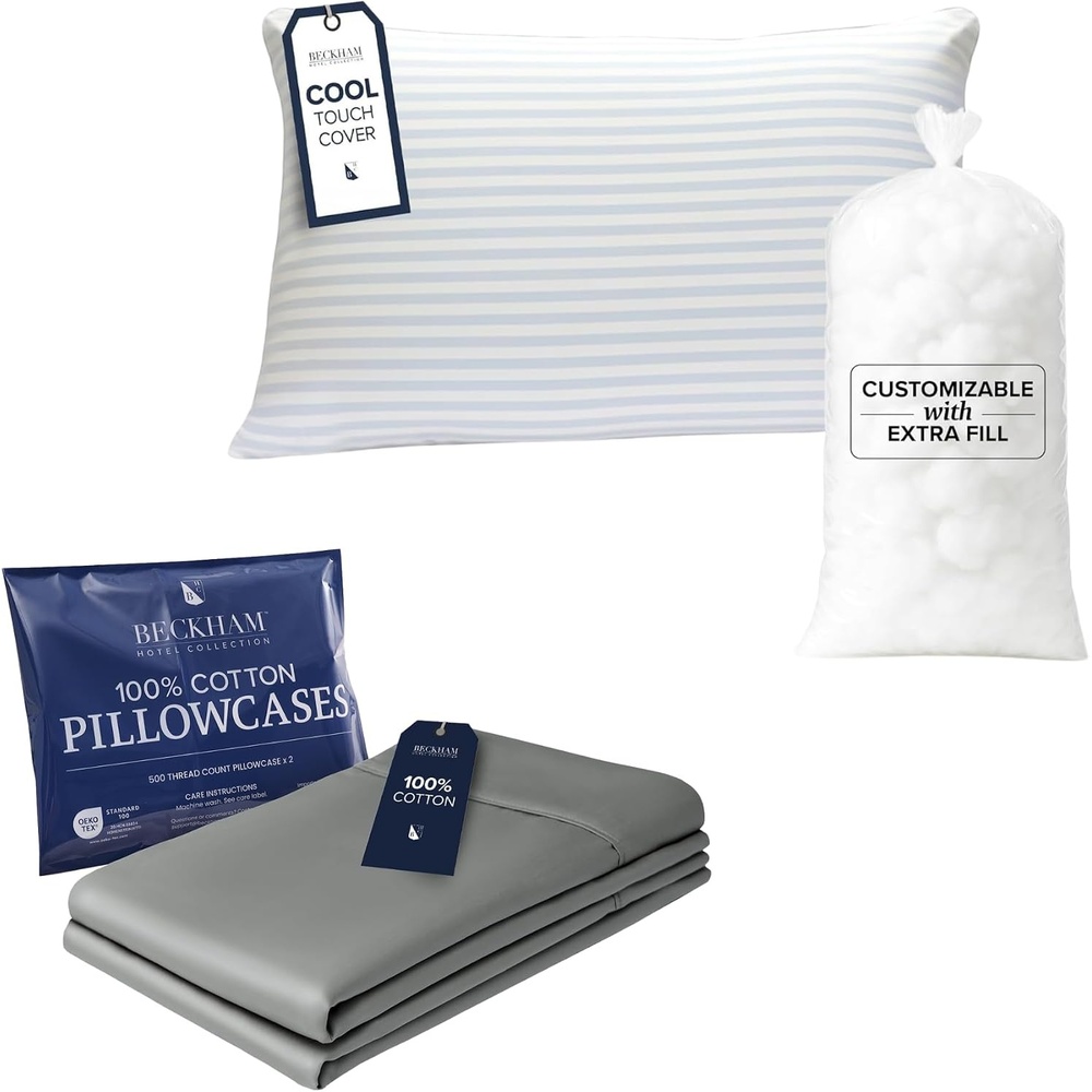 image:imageBeckham Hotel Collection Summer Sanctuary King Pillow amp Cotton Pillowcases Dark Gray