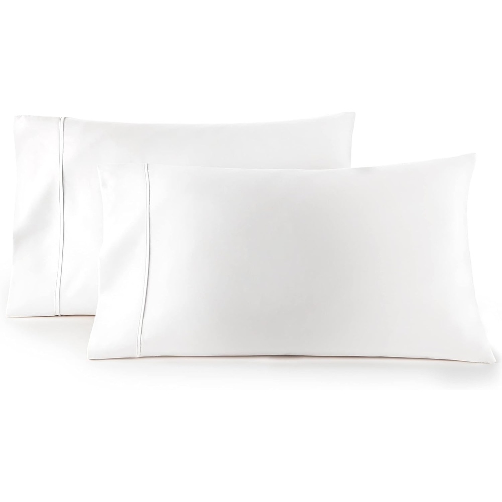 image:imageHC Collection Pillow Cases Standard SizeQueen Size Set of 2 Microfiber Extra Soft Pillowcases Easy Care amp Machine Washable WhiteWhite
