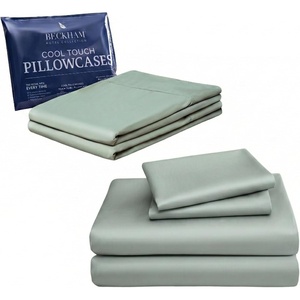 image:imageBeckham Hotel Collection 4Piece Cotton Sheet Set with 2 Additional Cooling Pillowcases for Hot Sleepers King Gray