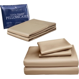 image:imageBeckham Hotel Collection 4Piece Cotton Sheet Set with 2 Additional Cooling Pillowcases for Hot Sleepers Queen Sand