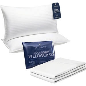 image:imageBeckham Hotel Collection Bed Pillows with Cooling Pillowcases for Hot Sleepers King Size Sets of 2 Soft Down Alternative Pillow for Sleeping Envelope Cases White