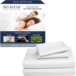 image:imageBeckham Hotel Collection Cotton Sheets Cal King Size 4Piece Set with Mattress Protector White