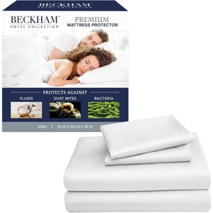 image:imageBeckham Hotel Collection Cotton Sheets King Size 4Piece Set with Mattress Protector White
