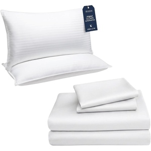 image:imageBeckham Hotel Collection Down Alternative Pillows amp Cotton Sheets 4 Piece Set 16 Deep Pocket 2 Open End Pillowcases King White