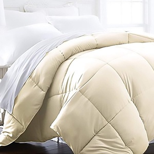 image:imageBeckham Hotel Collection FullQueen Comfort amp Protection Bundle  Cream Comforter amp 2 Queen Pillow Protectors  AllSeason Luxury Bedding Set