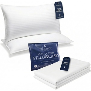 image:imageBeckham Hotel Collection King Pillows with Cotton Pillowcases Sets of 2 Soft Down Alternative Pillows for Sleeping Open End Cases for Easy Changing White