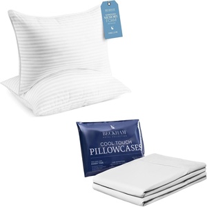image:imageBeckham Hotel Collection King Size Memory Foam Bed Pillows amp Cooling Pillowcases  Set of 2