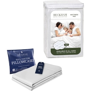 image:imageBeckham Hotel Collection Mattress Pad amp Cotton Pillowcases King White