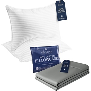 image:imageBeckham Hotel Collection Queen Pillows with Cotton Pillowcases Sets of 2 Soft Down Alternative Pillows Open End Cases for Easy Changing Dark Gray