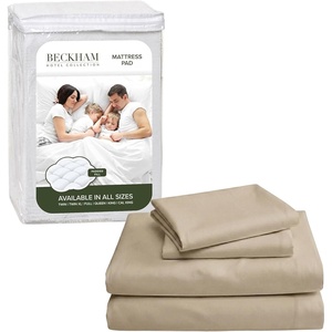 image:imageBeckham Hotel Collection Queen Size Mattress Pad amp Sand Cotton Sheet Set Deep Pocket All Season Use