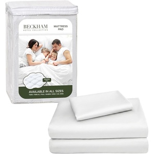 image:imageBeckham Hotel Collection Twin XL Size Mattress Pad amp White Cotton Sheet Set Deep Pocket All Season Use