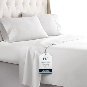 image:imageHC COLLECTION Bed Sheets Set Queen with 2 Pillowcases Hotel Luxury Platinum 1800 Series Brushed Microfiber Deep Pocket Fitted Sheet Fade Resistant Ultra Soft 4 Pcs Bedding for Hot Sleepers Ice Blue01  White