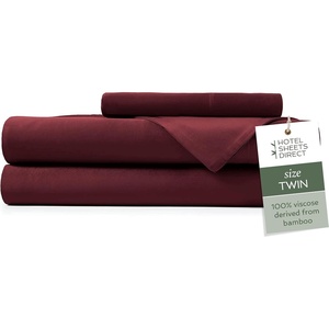 image:imageHotel Sheets Direct 4 Piece Bed Sheet Set Queen Size 100 Viscose Derived from Bamboo Sheets Set with 2 Pillowcases Cooling amp Breathable Luxury Bedding MoistureWicking amp Silky Soft Texture White15  Burgundy