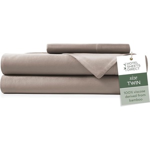 image:imageHotel Sheets Direct 4 Piece Bed Sheet Set Queen Size 100 Viscose Derived from Bamboo Sheets Set with 2 Pillowcases Cooling amp Breathable Luxury Bedding MoistureWicking amp Silky Soft Texture White05  Sand