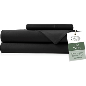 image:imageHotel Sheets Direct 4 Piece Bed Sheet Set Queen Size 100 Viscose Derived from Bamboo Sheets Set with 2 Pillowcases Cooling amp Breathable Luxury Bedding MoistureWicking amp Silky Soft Texture White13  Black