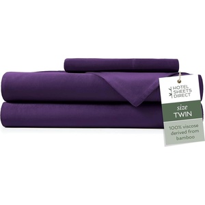 image:imageHotel Sheets Direct 4 Piece Bed Sheet Set Queen Size 100 Viscose Derived from Bamboo Sheets Set with 2 Pillowcases Cooling amp Breathable Luxury Bedding MoistureWicking amp Silky Soft Texture White14  Purple